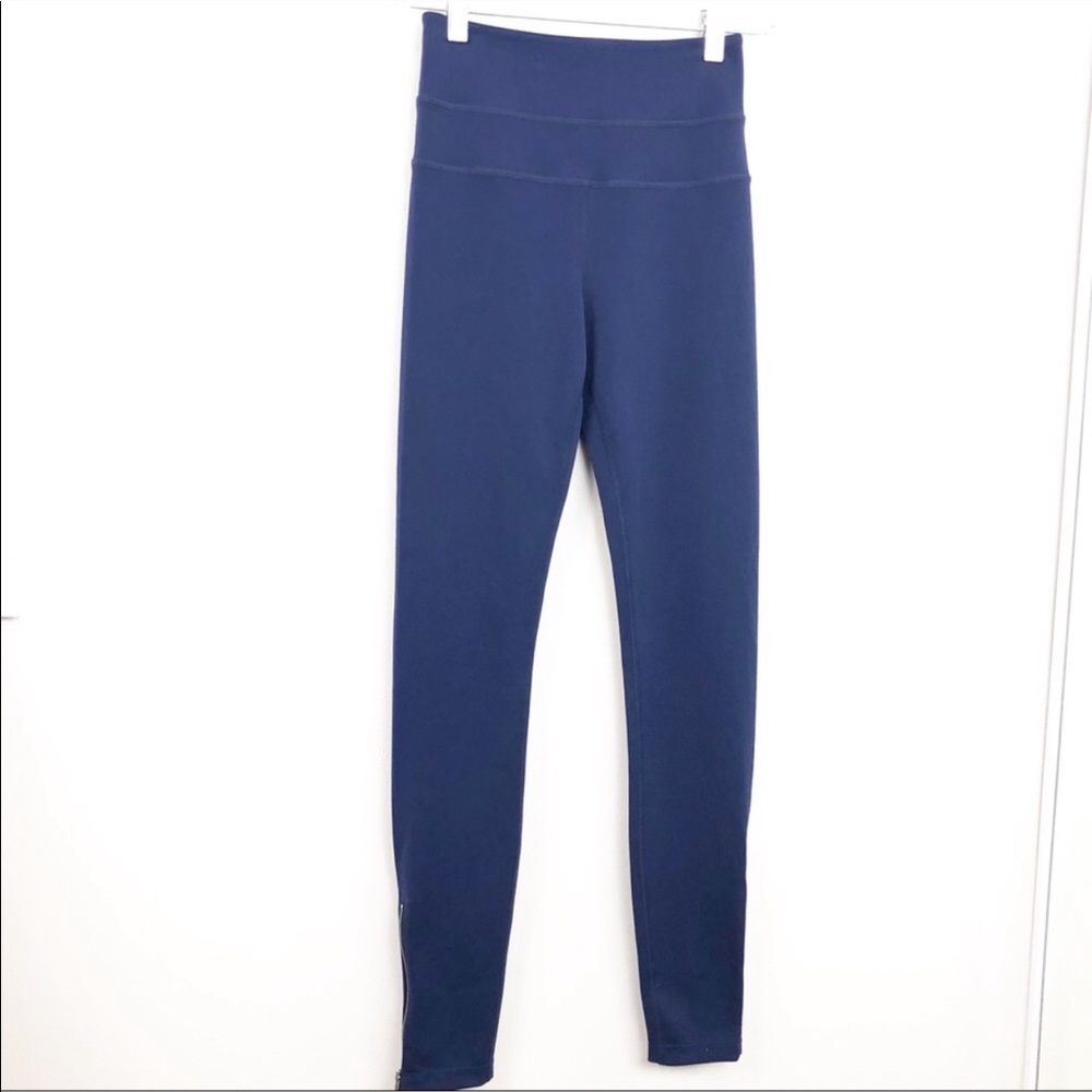 Spiritual Gangster Ankle Zip Navy Blue Leggings
